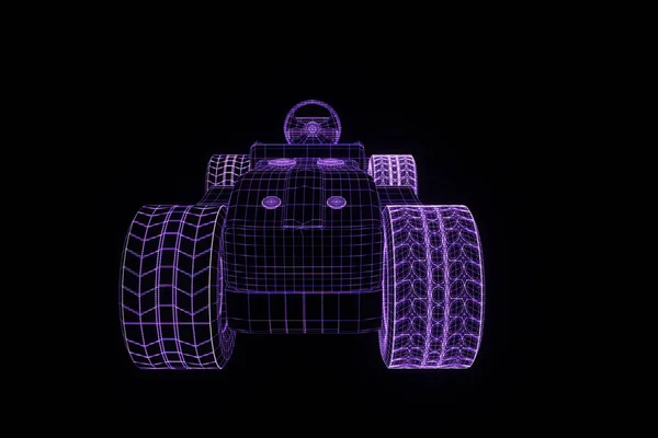 Racing gå Kart Hologram trådram. Fina 3d-Rendering — Stockfoto