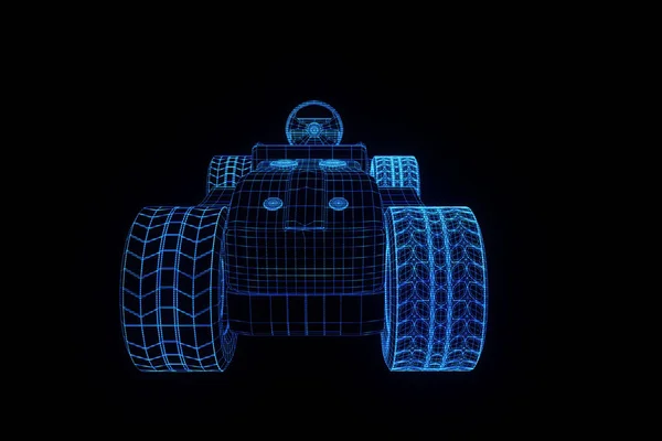 Racing Go Kart Holograma Wireframe. Niza 3D Rendering —  Fotos de Stock