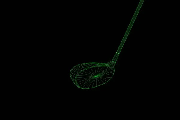 Racchetta da golf in stile ologramma Wireframe. Rendering 3D piacevole — Foto Stock