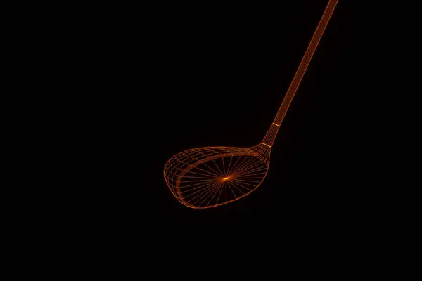 Raquete de golfe em estilo holograma Wireframe. Boa renderização 3D — Fotografia de Stock