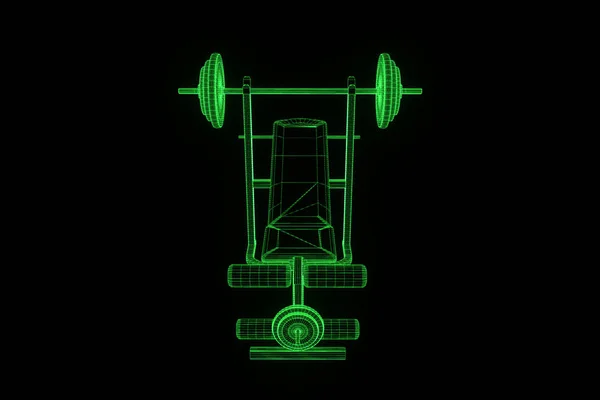 Gym bänk i hologrammet Wireframe stil. Fina 3d-Rendering — Stockfoto