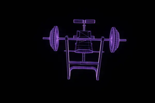 ホログラム ワイヤ フレーム スタイルのジムのベンチ。素敵な 3 d レンダリング — ストック写真