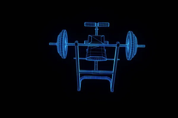 Siłownia ławki w stylu model szkieletowy Hologram. Ładne renderowania 3d — Zdjęcie stockowe