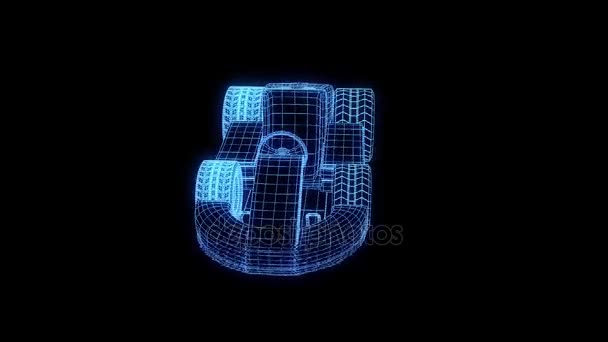 Racing Go Kart Hologram Wireframe. Belle rendu 3D — Video