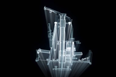 Spor salonu tezgah Hologram tel kafes tarzı. Güzel 3d render