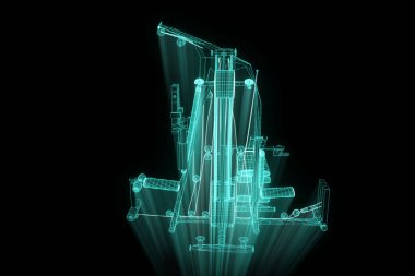 Spor salonu tezgah Hologram tel kafes tarzı. Güzel 3d render