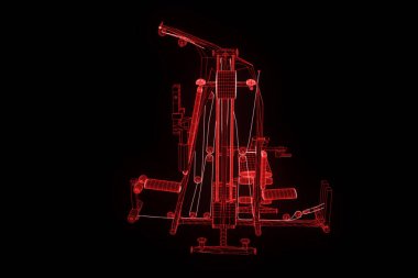 Spor salonu tezgah Hologram tel kafes tarzı. Güzel 3d render