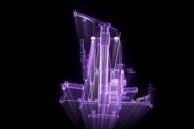 Spor salonu tezgah Hologram tel kafes tarzı. Güzel 3d render