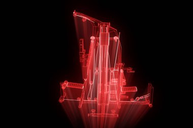 Spor salonu tezgah Hologram tel kafes tarzı. Güzel 3d render