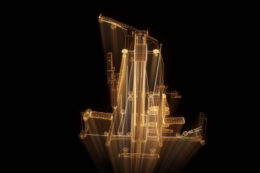 Spor salonu tezgah Hologram tel kafes tarzı. Güzel 3d render