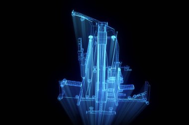 Spor salonu tezgah Hologram tel kafes tarzı. Güzel 3d render