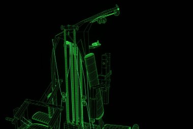 Spor salonu tezgah Hologram tel kafes tarzı. Güzel 3d render