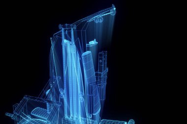Spor salonu tezgah Hologram tel kafes tarzı. Güzel 3d render
