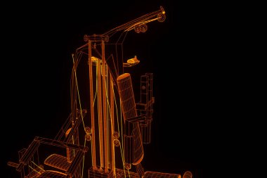 Spor salonu tezgah Hologram tel kafes tarzı. Güzel 3d render