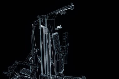 Spor salonu tezgah Hologram tel kafes tarzı. Güzel 3d render