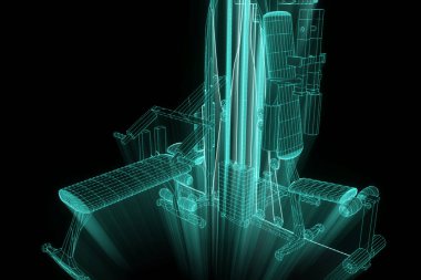 Spor salonu tezgah Hologram tel kafes tarzı. Güzel 3d render