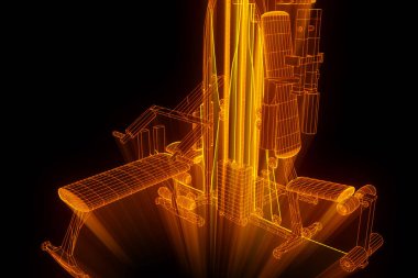 Spor salonu tezgah Hologram tel kafes tarzı. Güzel 3d render