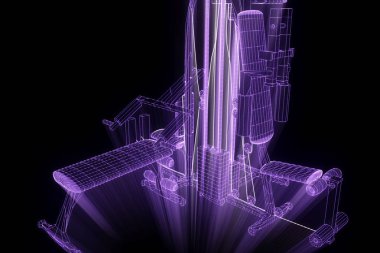 Spor salonu tezgah Hologram tel kafes tarzı. Güzel 3d render