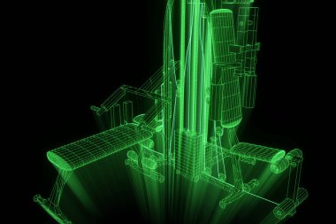 Spor salonu tezgah Hologram tel kafes tarzı. Güzel 3d render