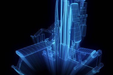 Spor salonu tezgah Hologram tel kafes tarzı. Güzel 3d render