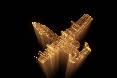 Uçak Jet Hologram tel kafes tarzı. Güzel 3d render