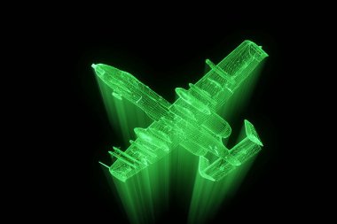 Uçak Jet Hologram tel kafes tarzı. Güzel 3d render