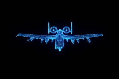 Uçak Jet Hologram tel kafes tarzı. Güzel 3d render