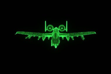 Uçak Jet Hologram tel kafes tarzı. Güzel 3d render