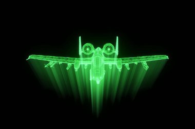 Uçak Jet Hologram tel kafes tarzı. Güzel 3d render