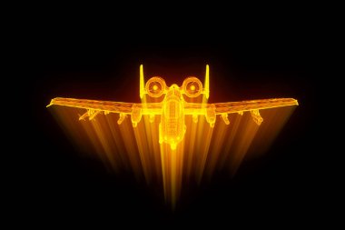 Uçak Jet Hologram tel kafes tarzı. Güzel 3d render