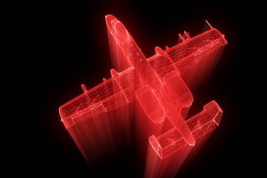 Uçak Jet Hologram tel kafes tarzı. Güzel 3d render