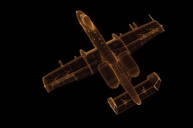 Uçak Jet Hologram tel kafes tarzı. Güzel 3d render