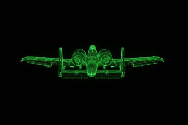 Uçak Jet Hologram tel kafes tarzı. Güzel 3d render