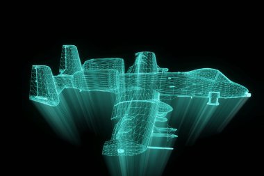 Uçak Jet Hologram tel kafes tarzı. Güzel 3d render