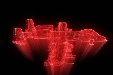 Uçak Jet Hologram tel kafes tarzı. Güzel 3d render