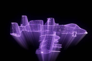 Uçak Jet Hologram tel kafes tarzı. Güzel 3d render