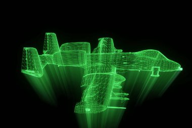 Uçak Jet Hologram tel kafes tarzı. Güzel 3d render