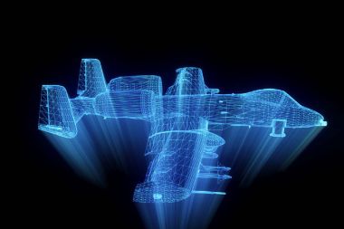 Uçak Jet Hologram tel kafes tarzı. Güzel 3d render