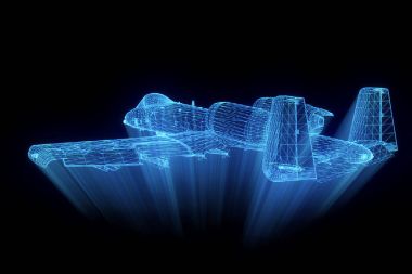 Uçak Jet Hologram tel kafes tarzı. Güzel 3d render