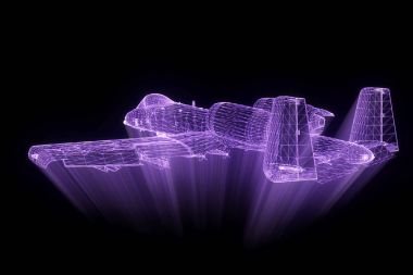 Uçak Jet Hologram tel kafes tarzı. Güzel 3d render