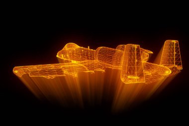 Uçak Jet Hologram tel kafes tarzı. Güzel 3d render