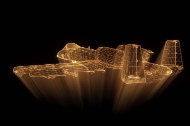 Uçak Jet Hologram tel kafes tarzı. Güzel 3d render