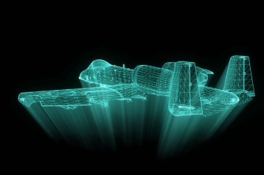 Uçak Jet Hologram tel kafes tarzı. Güzel 3d render