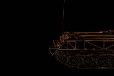 hareketli 3D tank Hologram tel kafes. Güzel 3d render