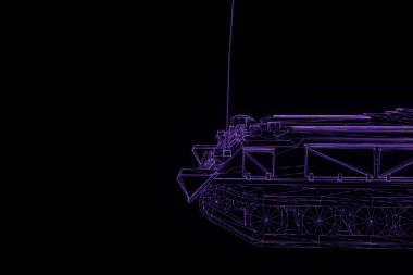 hareketli 3D tank Hologram tel kafes. Güzel 3d render