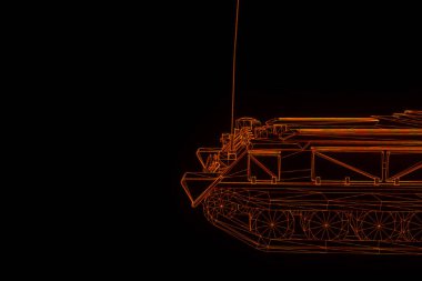 hareketli 3D tank Hologram tel kafes. Güzel 3d render