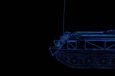 hareketli 3D tank Hologram tel kafes. Güzel 3d render