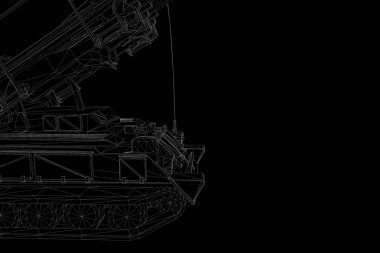 hareketli 3D tank Hologram tel kafes. Güzel 3d render