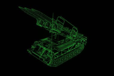 hareketli 3D tank Hologram tel kafes. Güzel 3d render