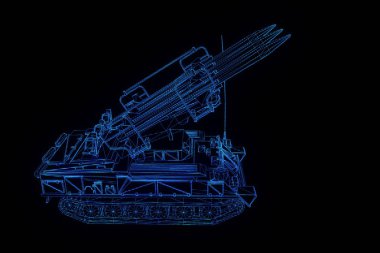 hareketli 3D tank Hologram tel kafes. Güzel 3d render